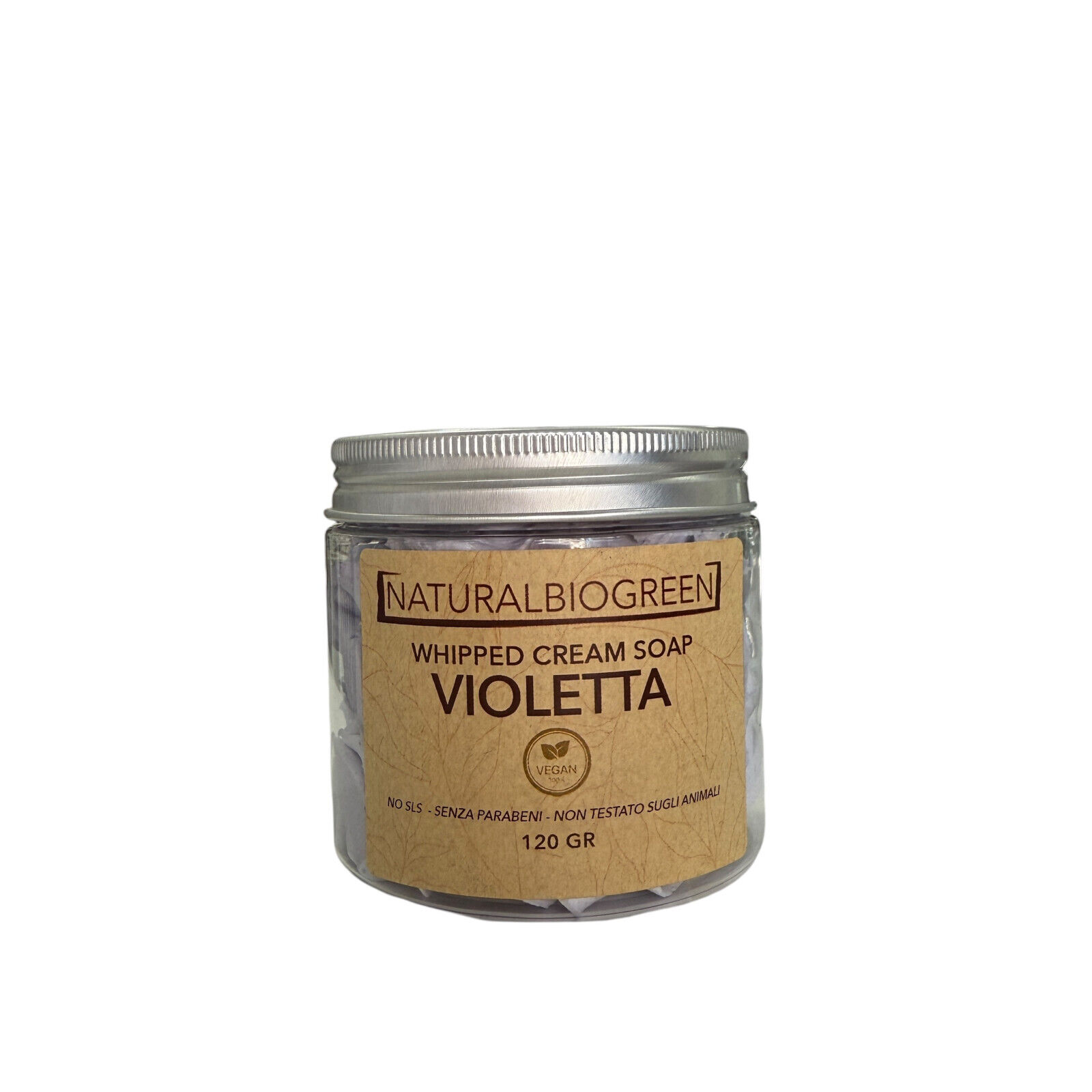 Naturalbiogreen Whipped Cream Soap Sapone in Crema VIOLETTA Vegan 120 gr