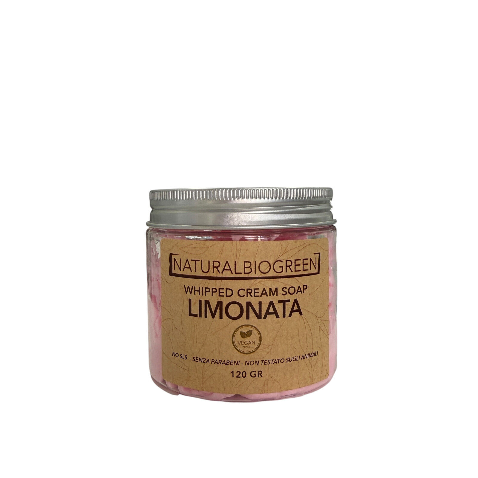 Naturalbiogreen Whipped Cream Soap Sapone in Crema LIMONATA Vegan 120 gr