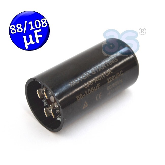 Condensatore di avviamento partenza per motori elettrici 88 - 108 µF - 220 Vac