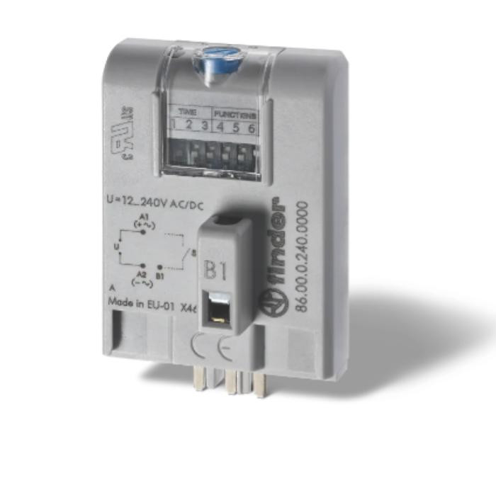 Modulo temporizzatore multifunzione collegamento a spina su supporto 12,240 Vac/