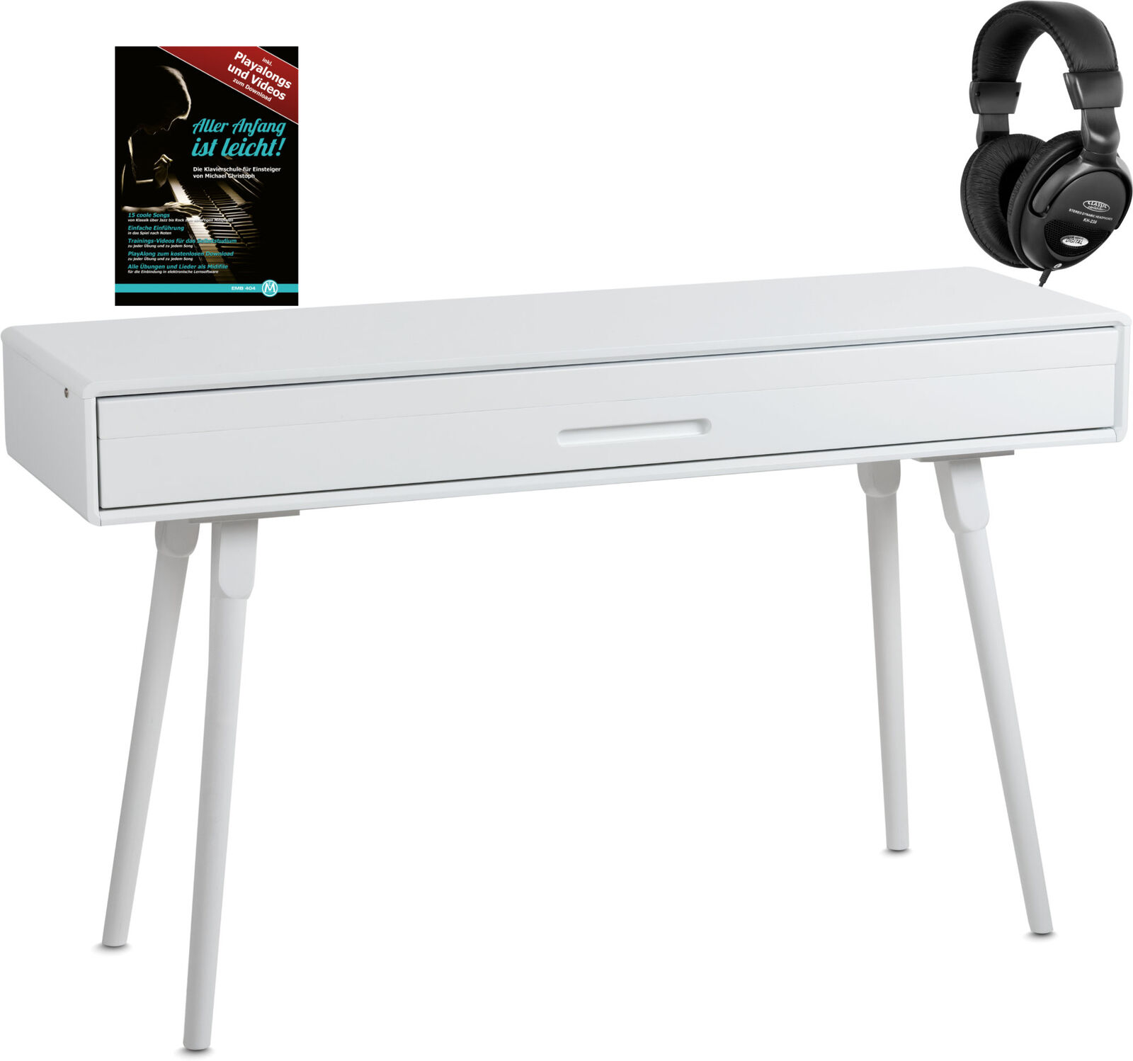 Set Piano Digitale 88 Tasti Pesati Pianoforte USB MIDI Tavolo in Legno Bianco