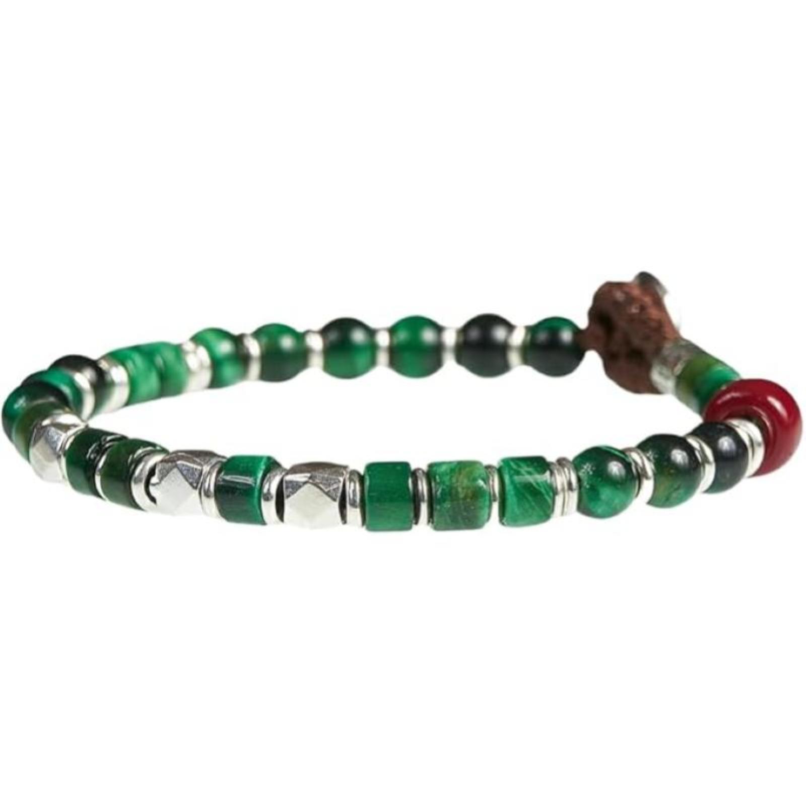 Bracciale Uomo Gerba SW10 Filo Cerato Occhio di Tigre Verde ARG925
