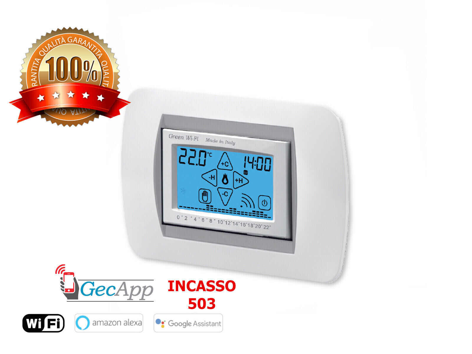 Cronotermostato da incasso green wi-fi display touch screen BIANCO GECA 35282384