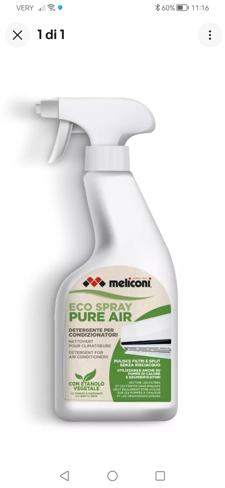 MELICONI 621028 Eco Spray Pure Air - Spray detergente per condizionatori