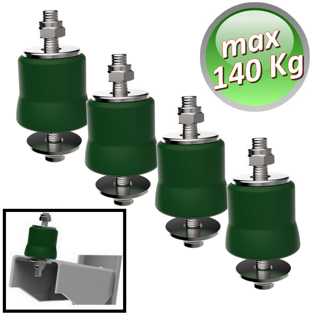 Antivibrante in megol per staffa portata massima 140 Kg. Colore verde- 4 Pezzi
