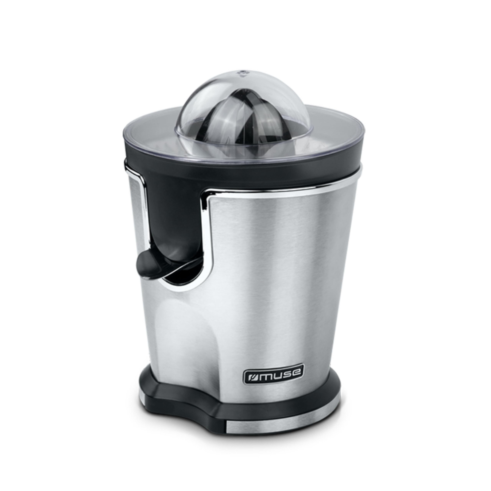 Muse MS-10 CP Power Juicer, spremiagrumi in acciaio inox, nero e cromato, (e0I)