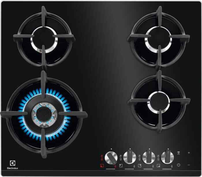 Electrolux Piano Cottura 4 Fuochi a Gas 60 cm Incasso Cristallo Nero PVN64FUOV