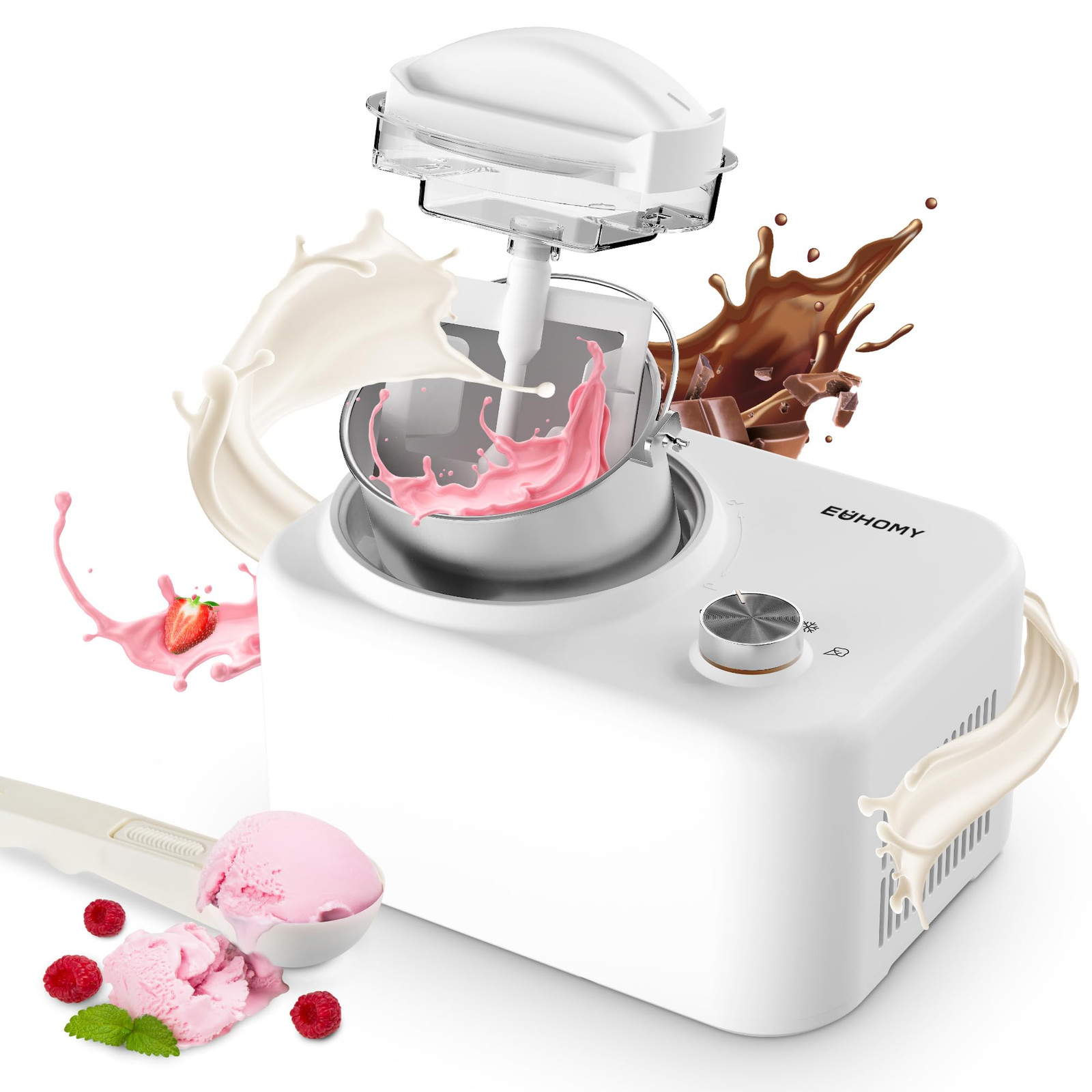 EUHOMY Gelatiera con Compressore, Macchina per Gelato, Piccola Gelatiera, (Y2v)