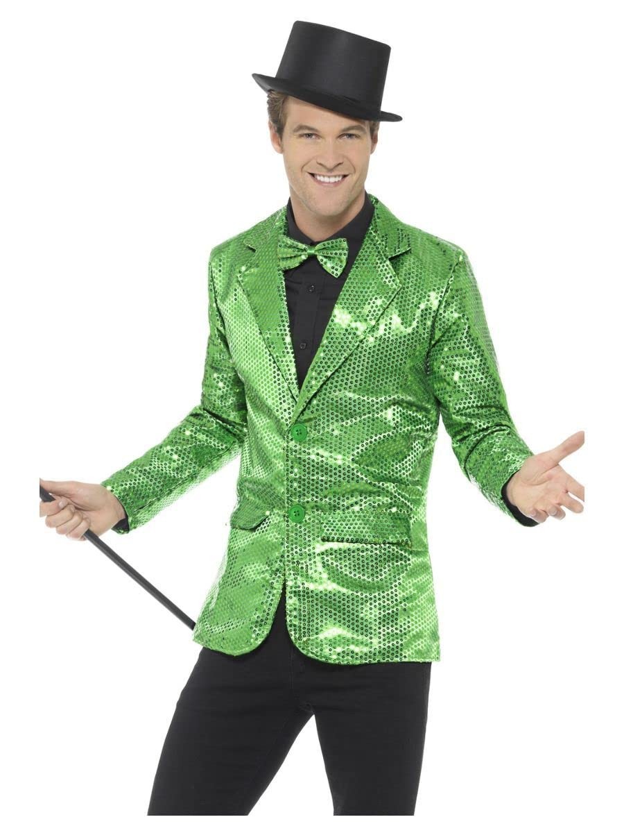 Smiffys Sequin Jacket, Mens, Green (Size M)