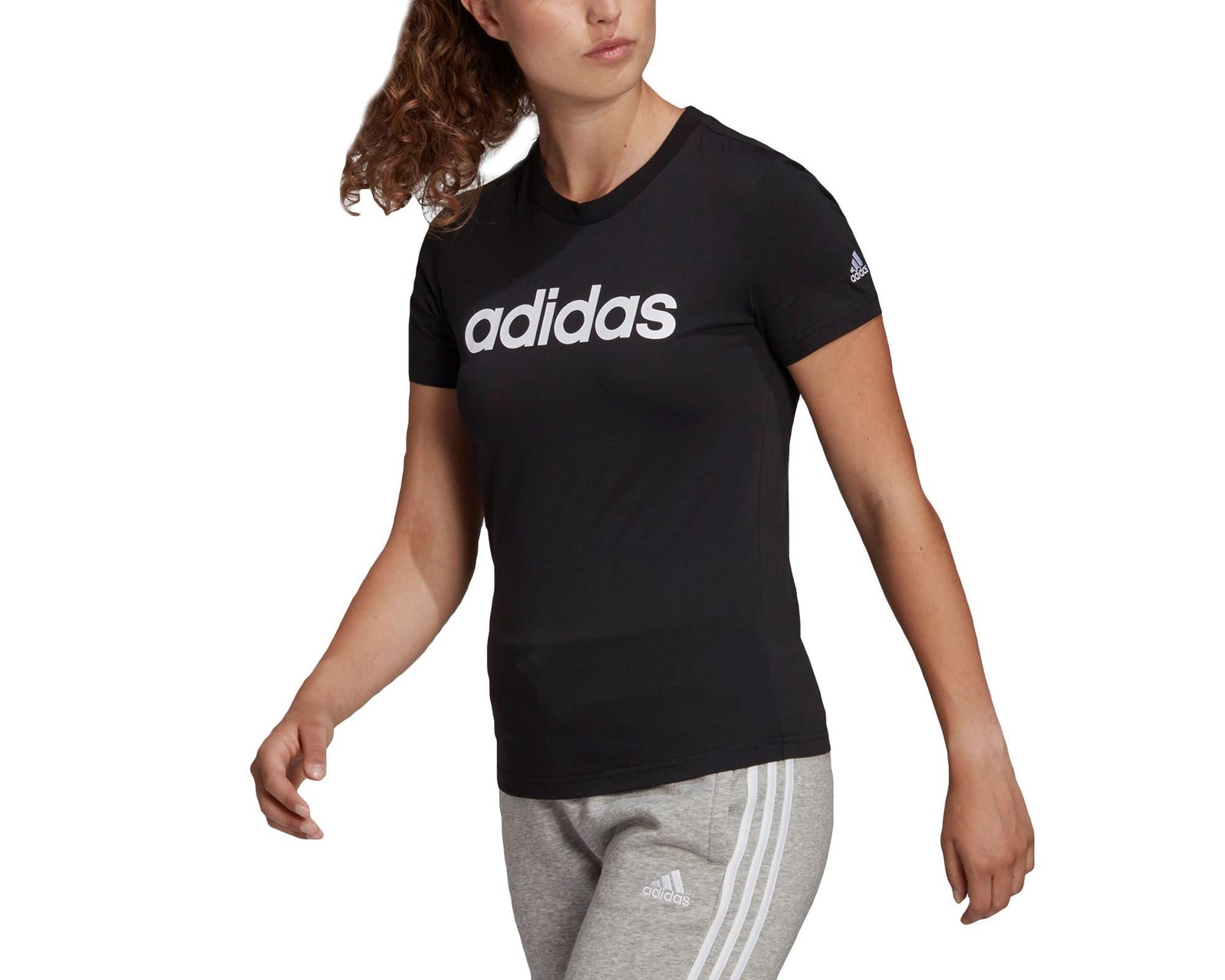 Adidas Essentials Slim Logo, T-Shirt Donna, Black/White, Xl