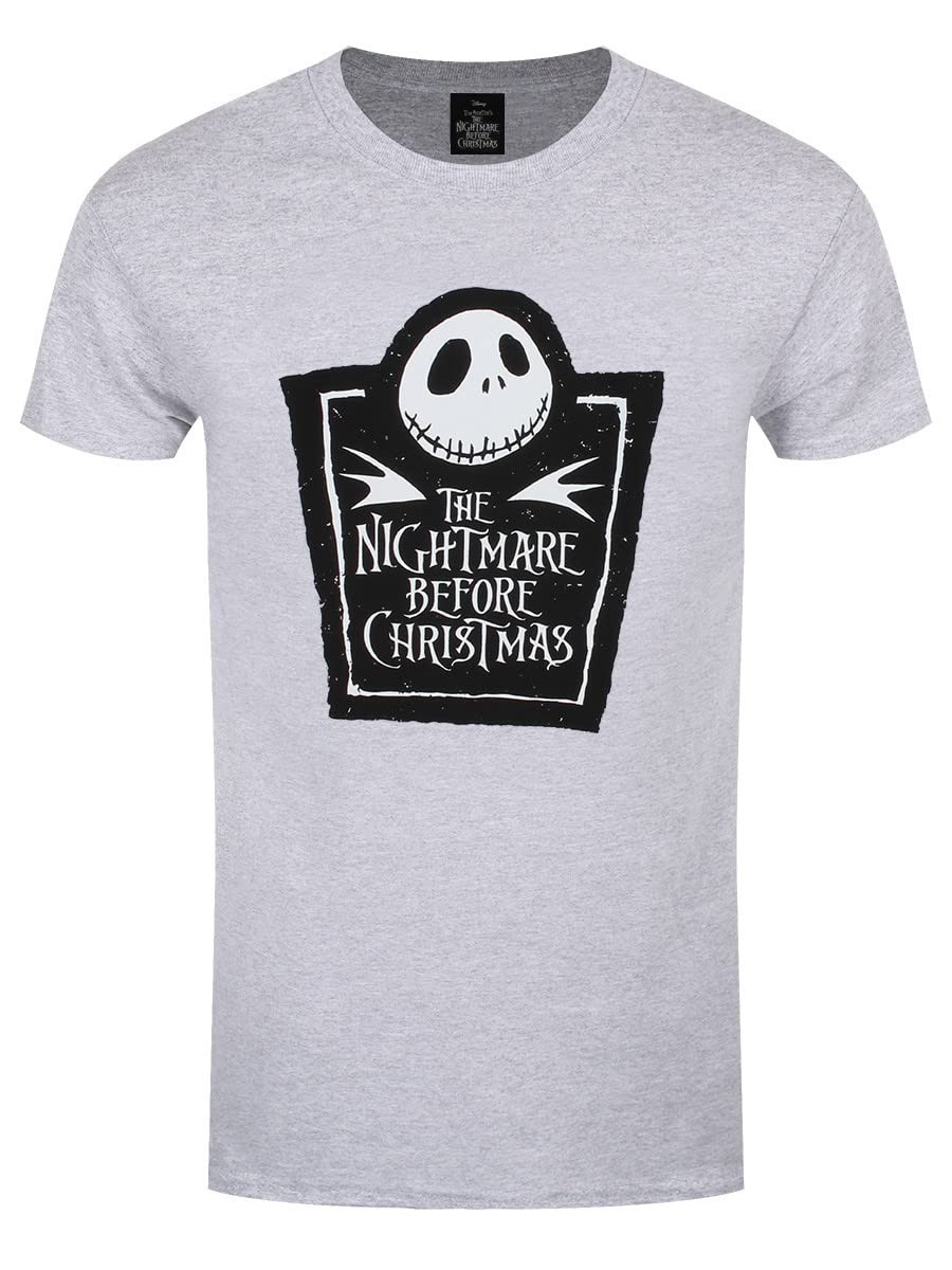 Nightmare Before Christmas Unisex Adult Logo T-Shirt XXL Grey