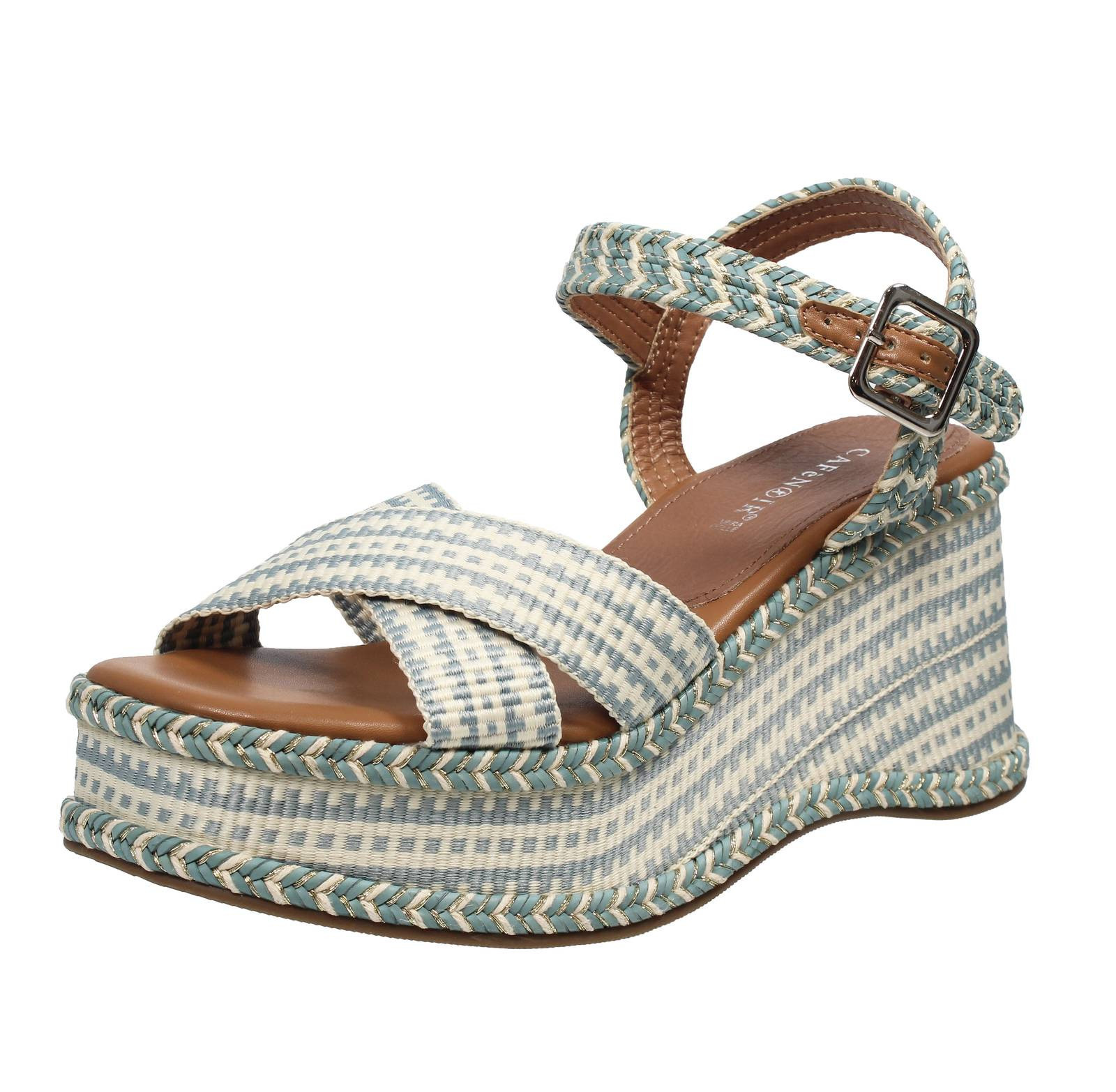 Cafe' Noir Sandali In Tessuto Con Zeppa Bianco - Taglia 35 Scarpe Donna Sandali