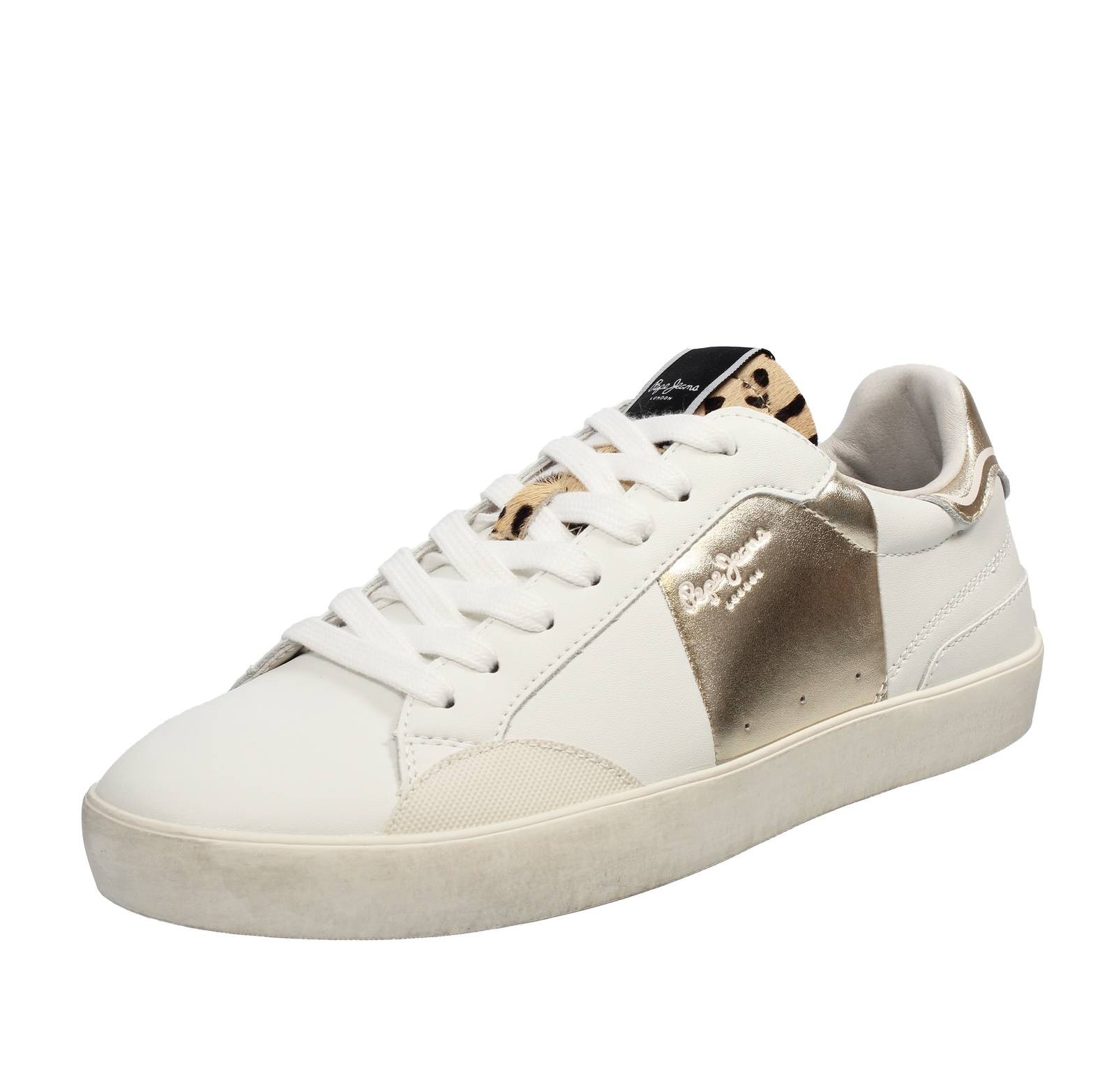 Pepe Jeans Lane Fun - Sneakers Basse In Pelle Bianco - Taglia 38 [24.5cm] Donna