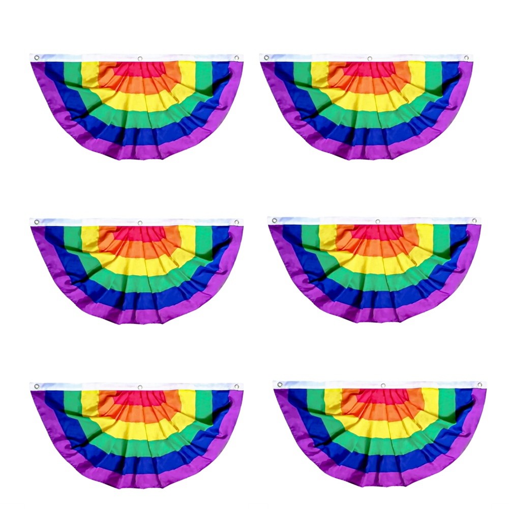 6 Pezzi Pride Pieghettato Fan Flag  Bunting 1,5X3 Ft Banner Decorazioni Gay9706