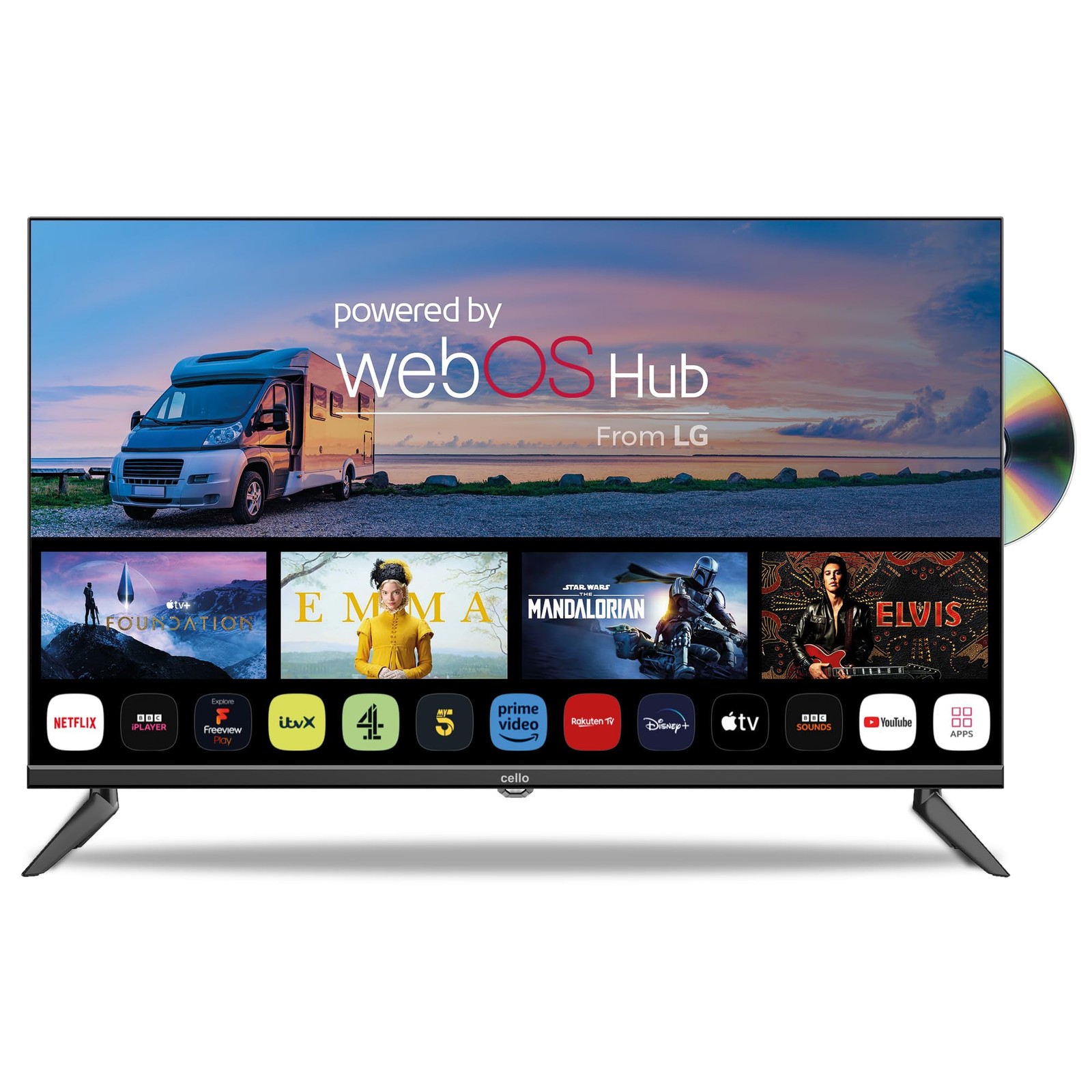 Cello C3224WSF Trav 32" pollici SMART/DVD TV da campeggio da viaggio Lettore DVD