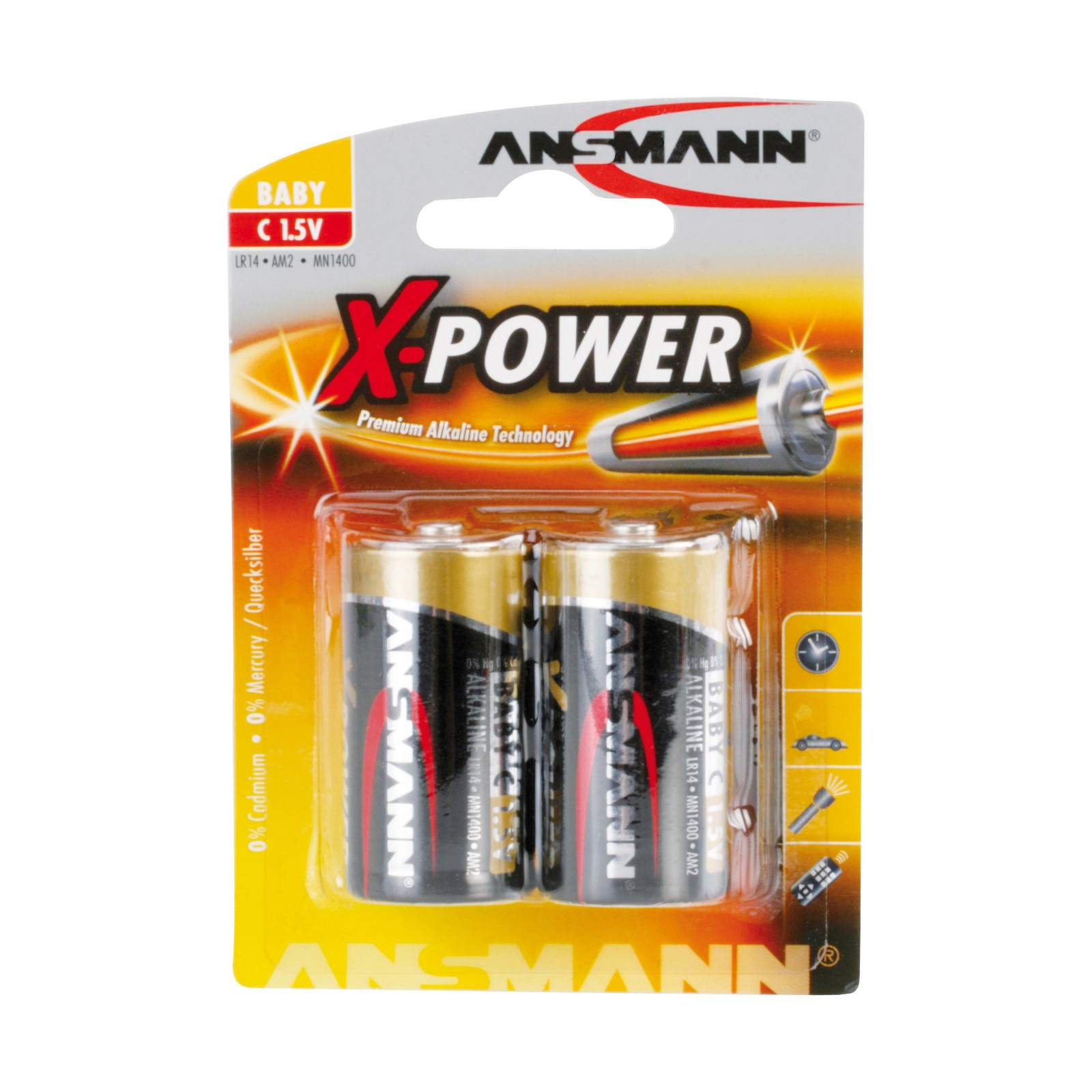 ITS Batteria Alcalina, mezzatorcia C, 1,5V, 7500mAh, Blister 2pz Ansmann 5015623