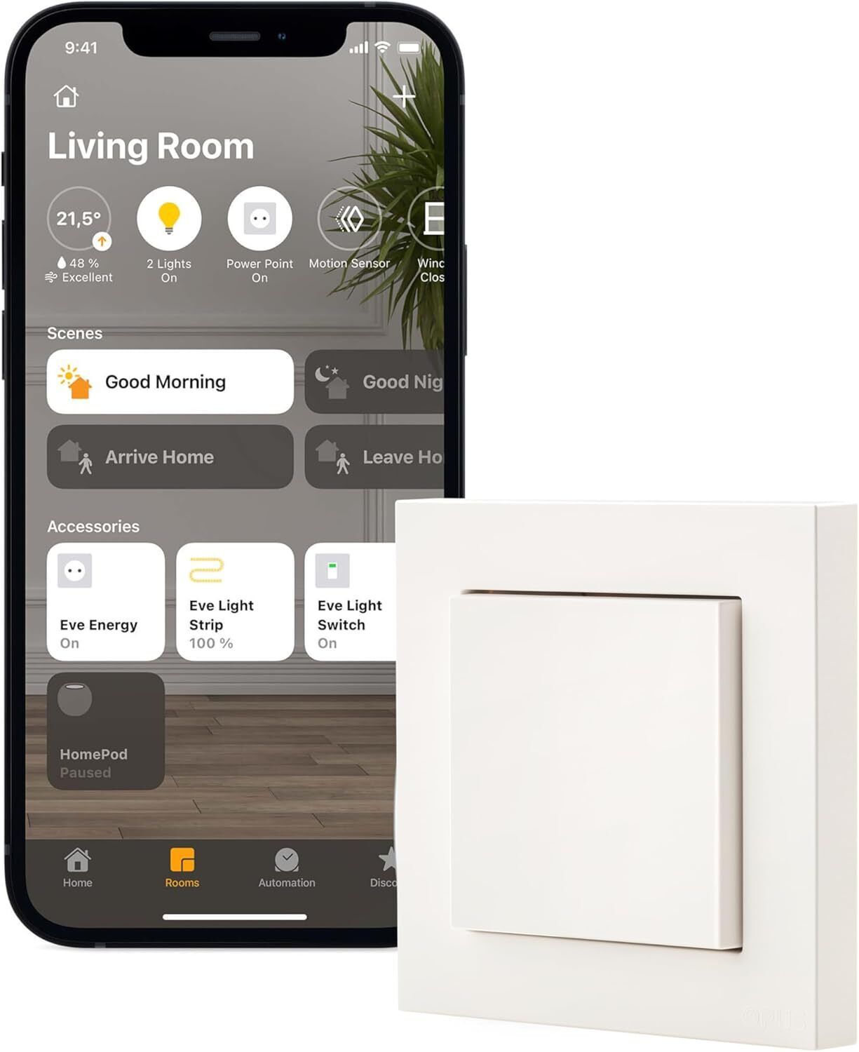 Eve Light Switch (Apple Home) - Interruttore luce intelligente, Smart Bluetooth