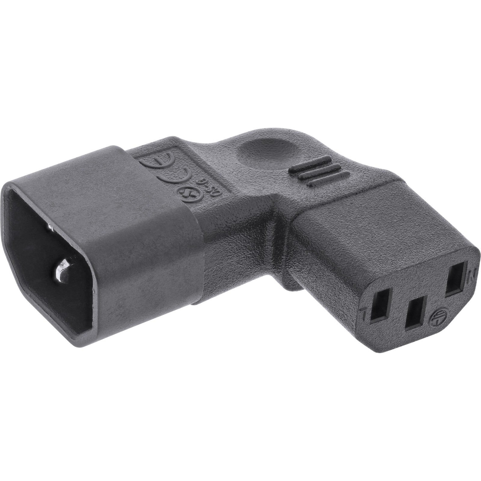 ITS , adattatore di rete IEC 60320 C14 / C13, angolato a L/R, 3 poli