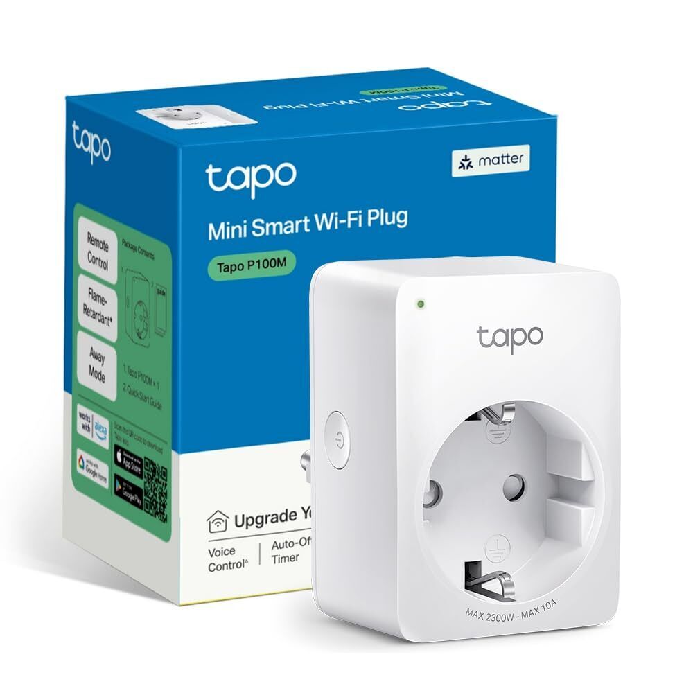 TP-Link Tapo P100M Matter Presa Smart Plug, Intelligente, WiFi, Compatibile con