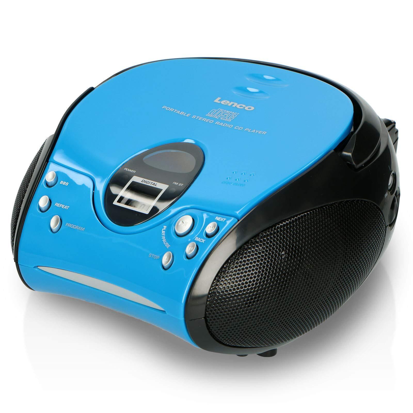 Lenco SCD-24 Stereo Boombox Radio FM CD-Player Blu/Nero