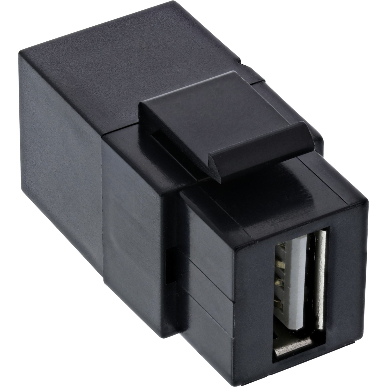 ITS USB 2.0 Keystone Snap-In Insert, USB-A F/F, angolato, nero