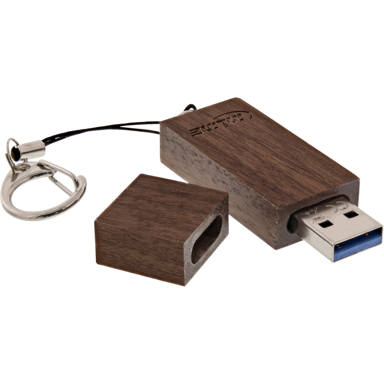 ITS USB 3.0 Pendrive 64GB, l.90MB/s, s.50MB/s, legno di noce, portachiavi