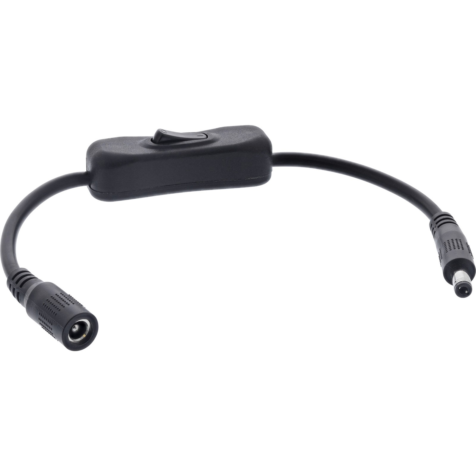 ITS 0,20 METRI Cavo DC con interruttore, maschio/femmina 5,5x2,5mm, AWG18, nero