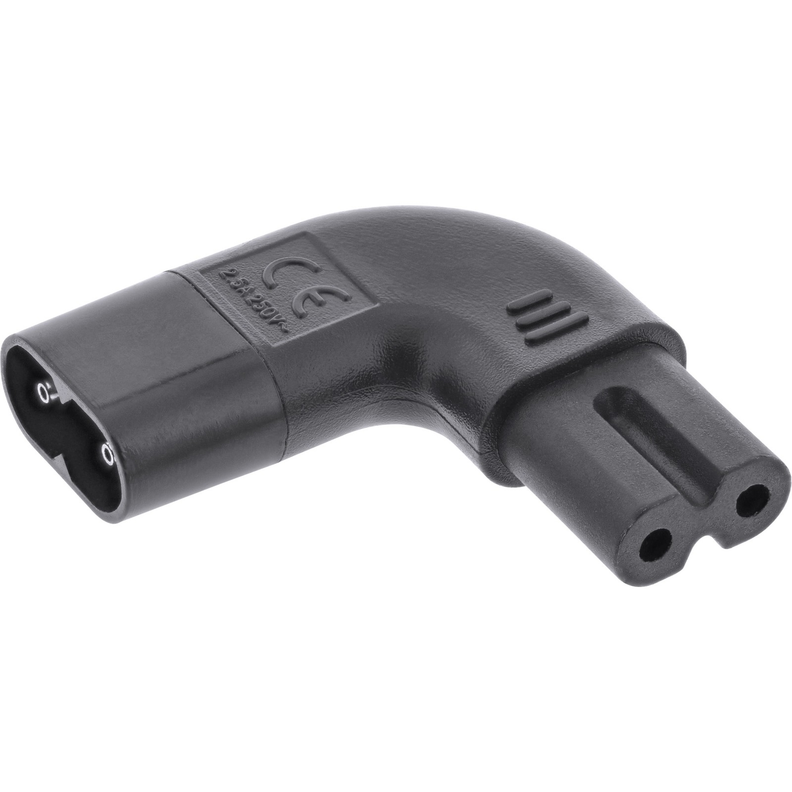 ITS , adattatore di rete IEC 60320 C8 / C7, angolato a sinistra/destra 2 poli