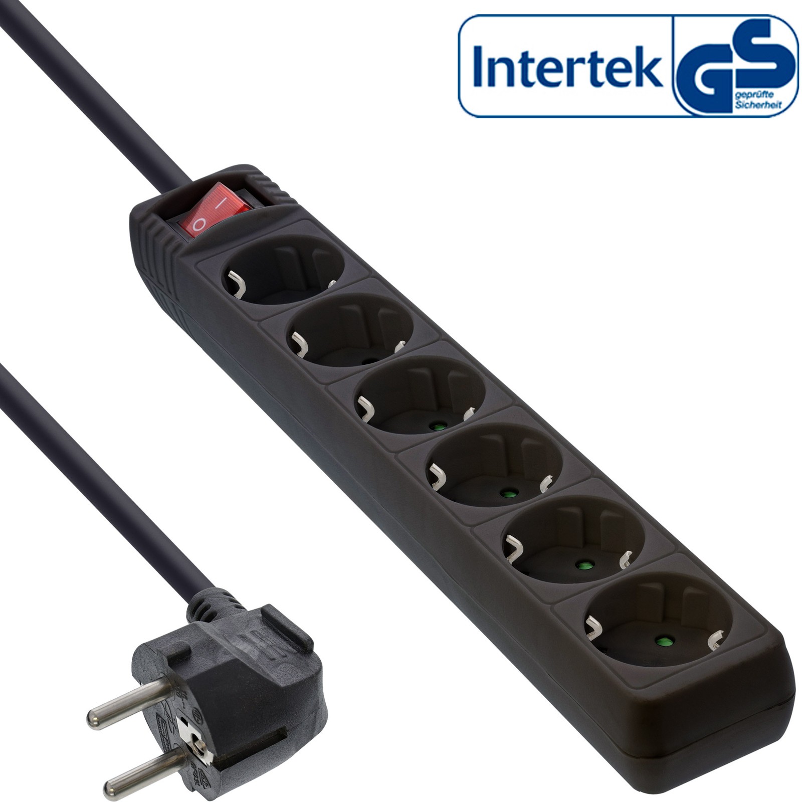ITS 1,5 METRI Multipresa 6x Shucko, con interruttore, nero, cavo