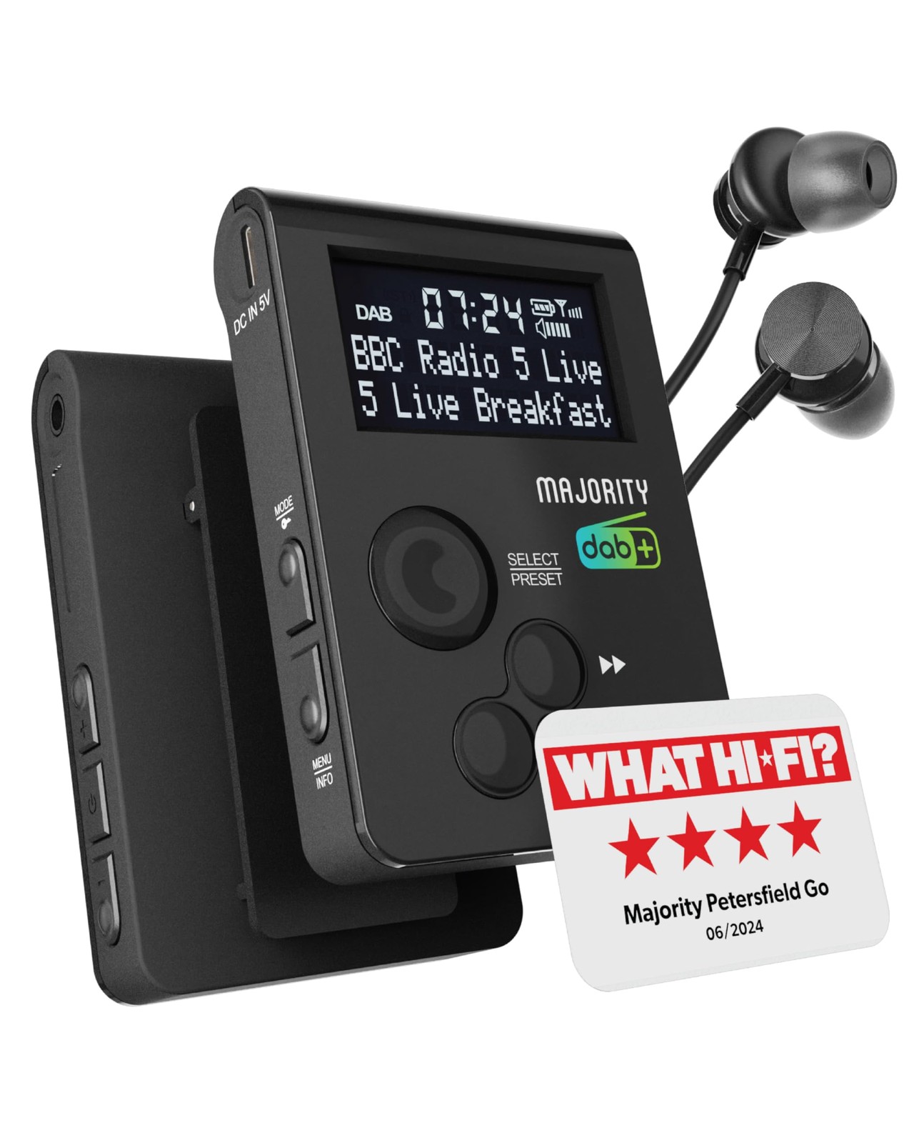 Majority Petersfield-Go - Radio numérique personnelle DAB/DAB+/FM, Portable spor