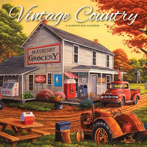 Vintage Country 2025 12 X 24 Inch Monthly Square Wall Calendar Featuring the