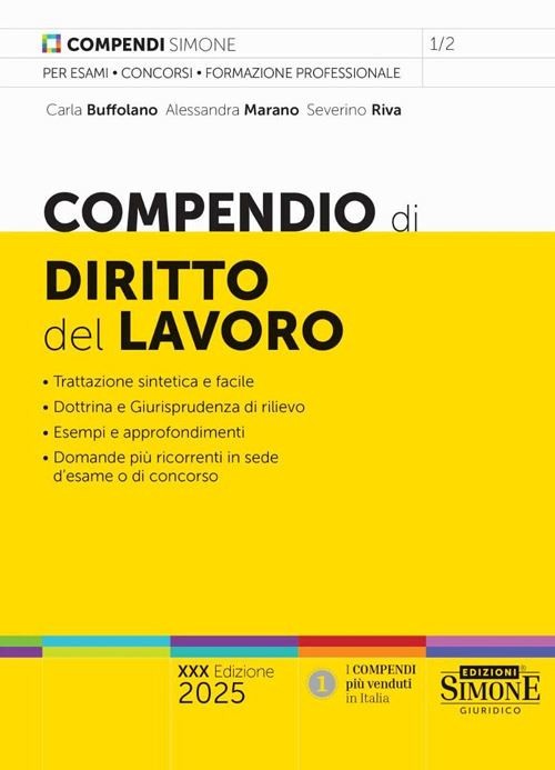COMPENDIO DI DIRITTO DEL LAVORO  - BUFFOLANO CARLA, MARANO ALESSANDRA - Edizioni