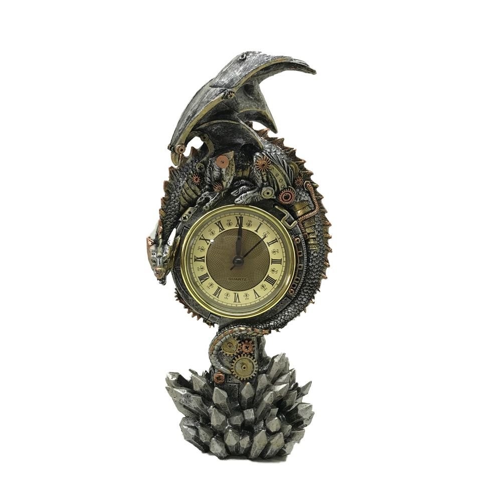 Clockwork Reign Steampunk Dragon Mantel Clock NUOVO