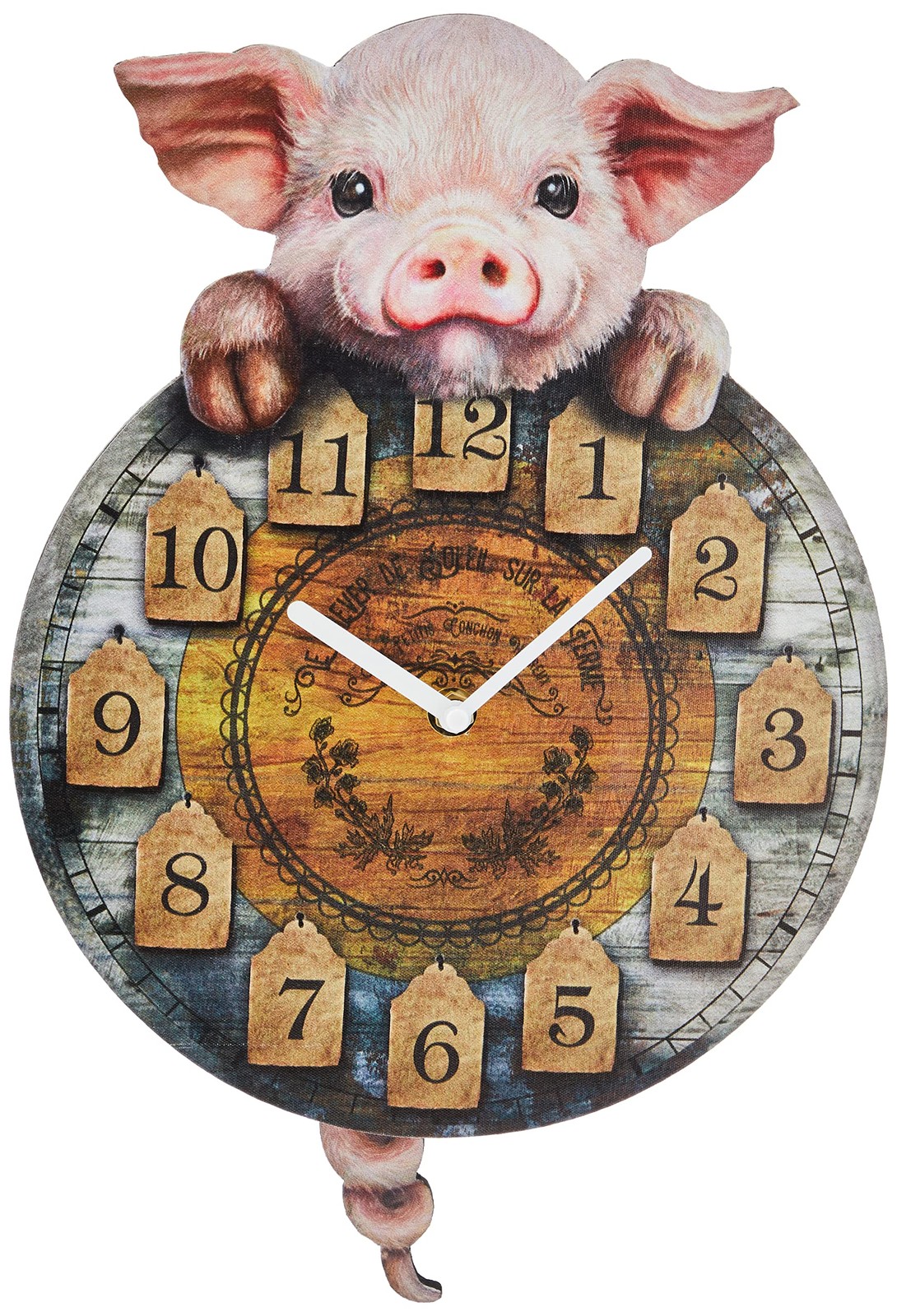 NN Designs Piggin` Tickin` Pig Pendulum Clock NUOVO