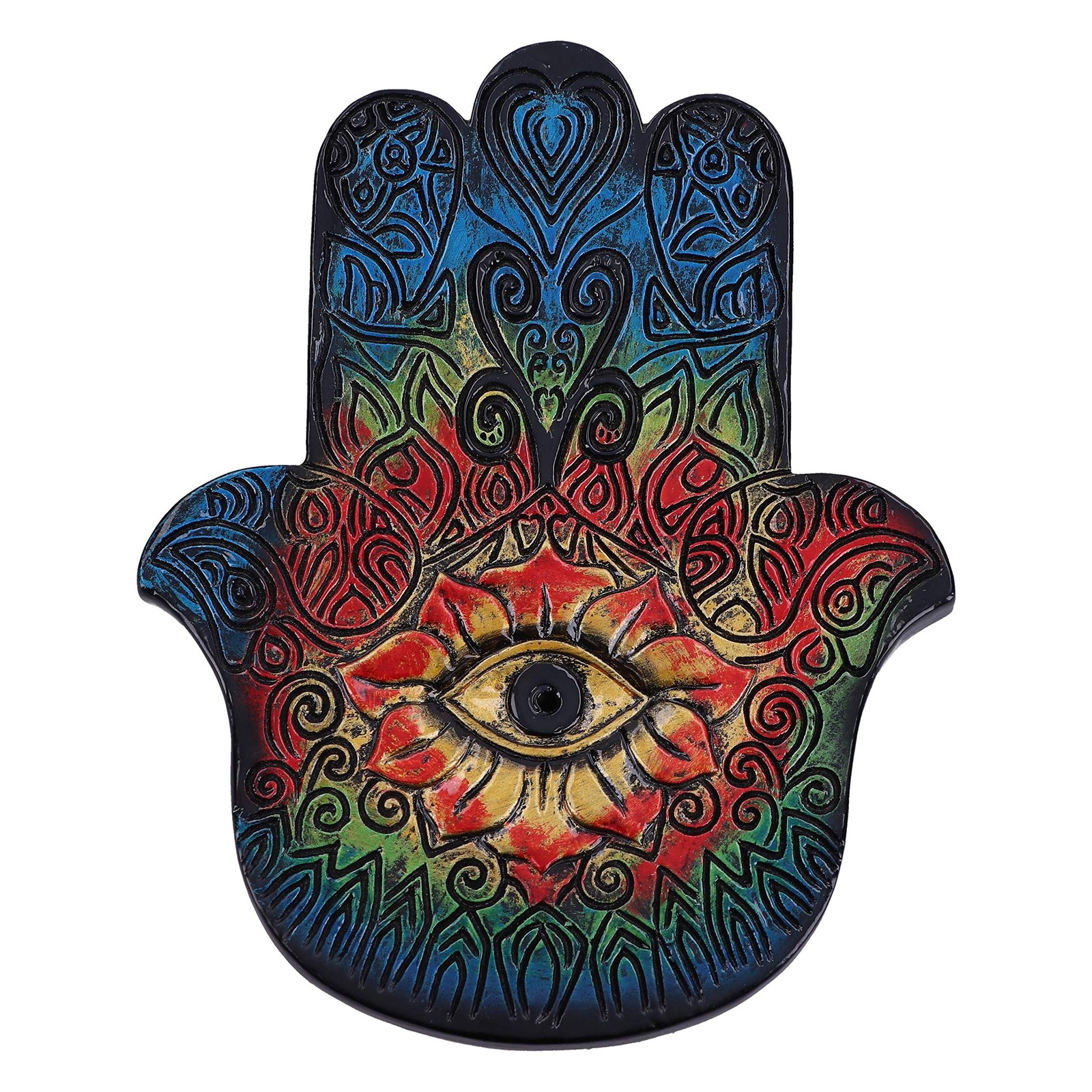 Set Of 4 Hamsa`S Strength Hand Incense Stick Burner NUOVO