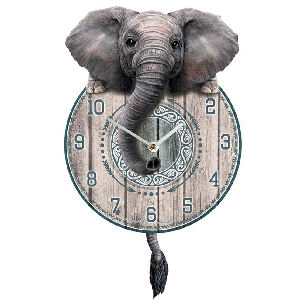 NN Designs Trunkin` Tickin` Elephant Pendulum Clock NUOVO
