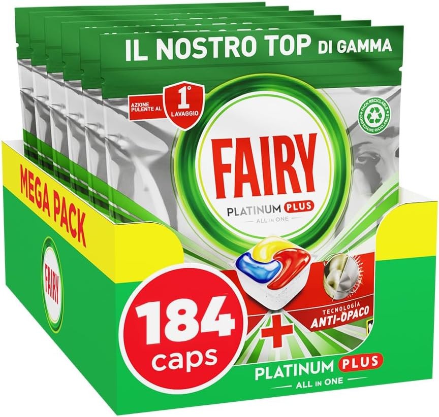 Fairy Pastiglie Lavastoviglie Platinum Plus Anti-Opaco, Detersivo Piatti...