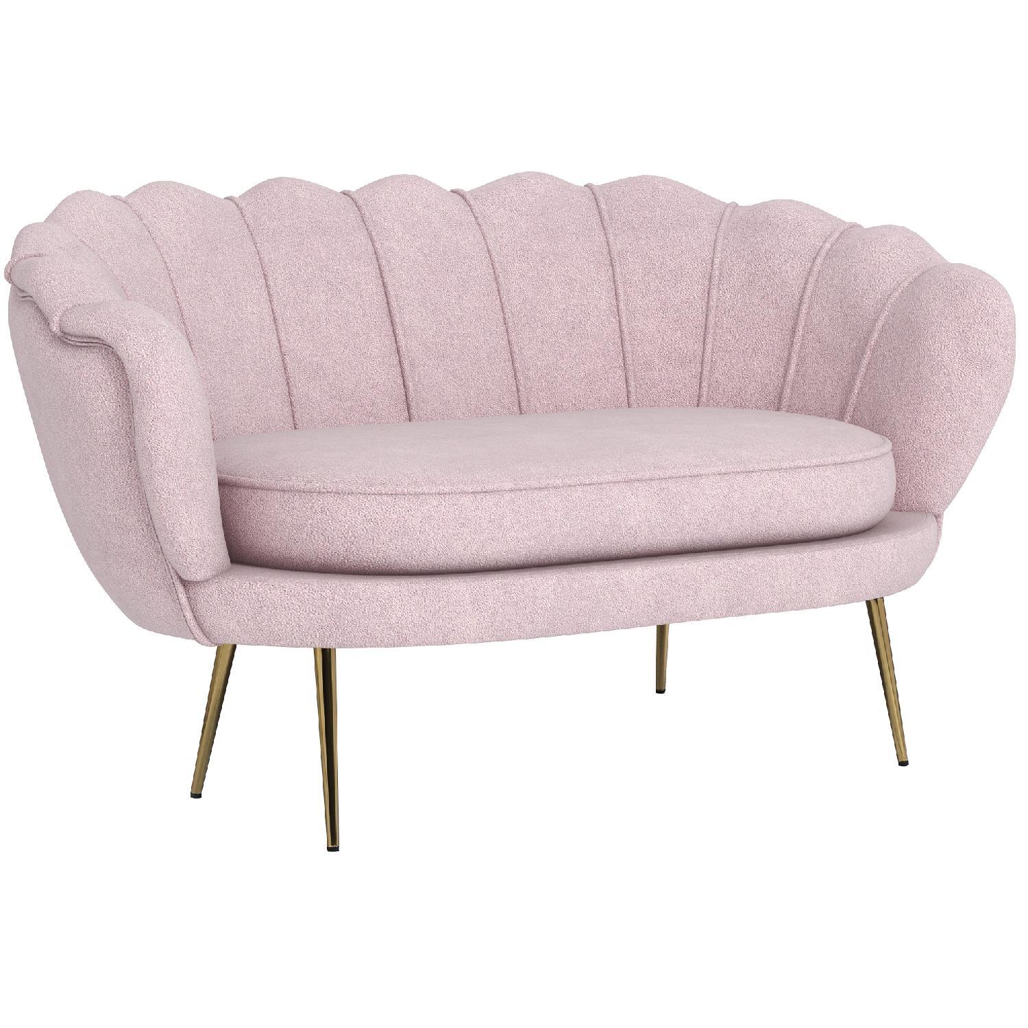 Divanetto 2 Posti in Tessuto Effetto Velluto e Metallo Rosa 190PKS435 DecHome