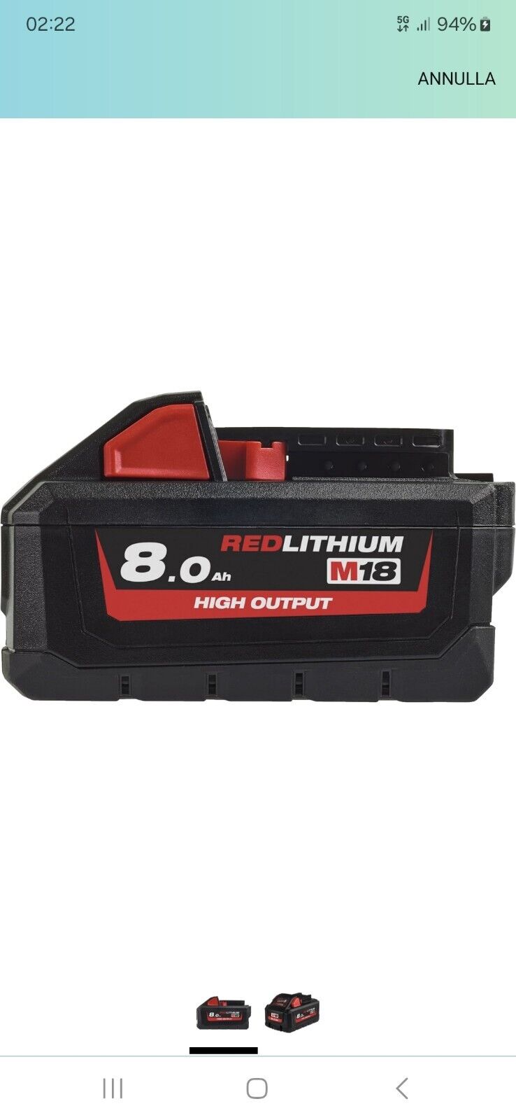 Milwaukee 4932471070 18V 8Ah Batteria agli Ioni di Litio - Batteria M18 HIGH