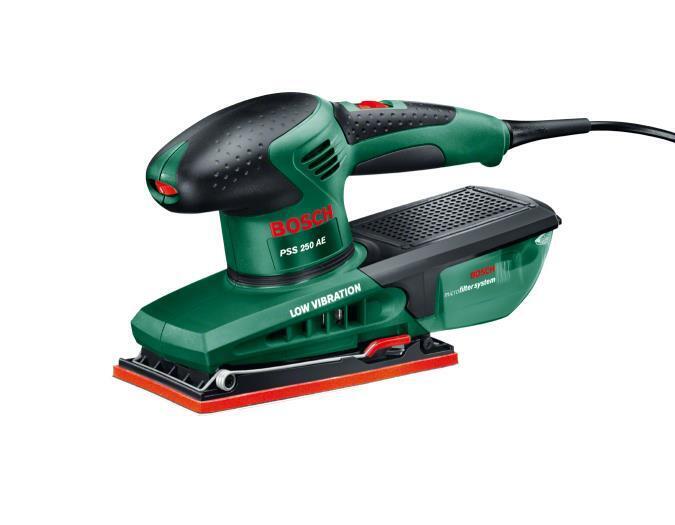 Bosch Levigatrice orbitale 250W piastra 92x182mm Microfilter + 25 fogli PSS250AE