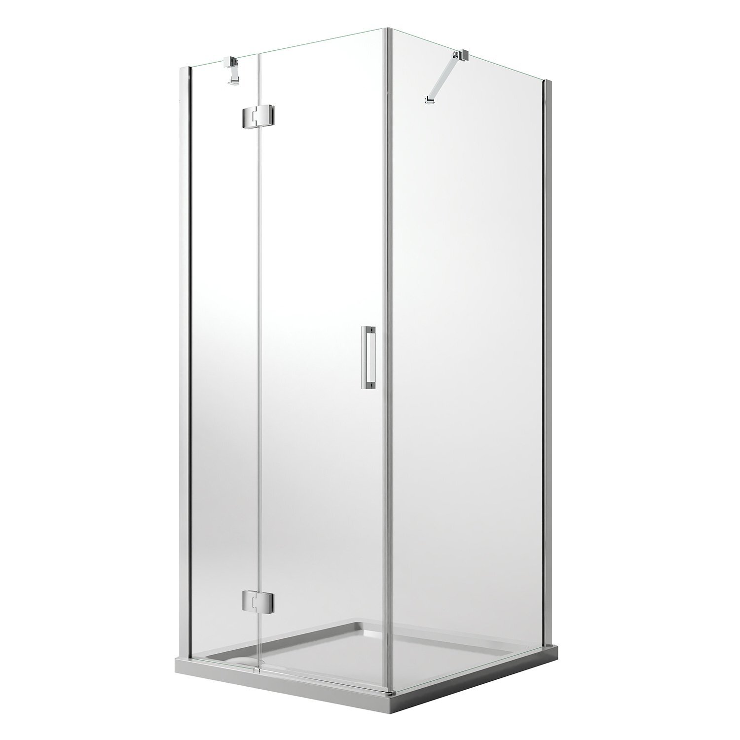 BOX CABINA DOCCIA 80X90 ANGOLARE ANTA BATTENTE VETRO FISSO TRASPARENTE SALOON