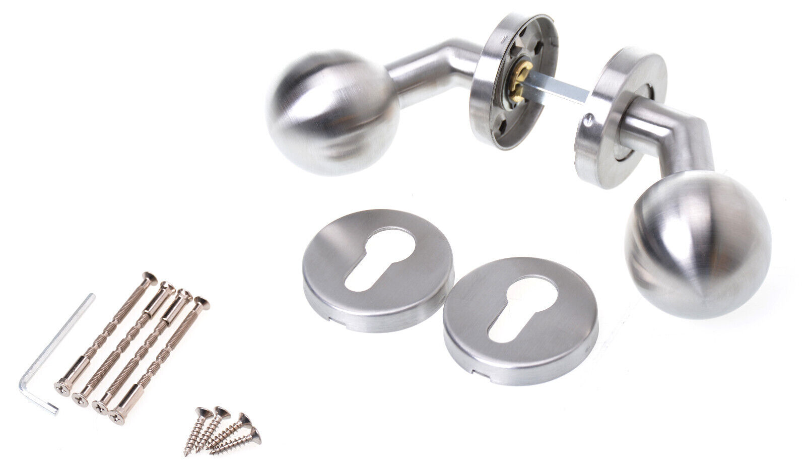 Aqbau Set Maniglia Porta Acciaio Inox Pomolo a Sfera Fermo Knauf Rosetta Pz