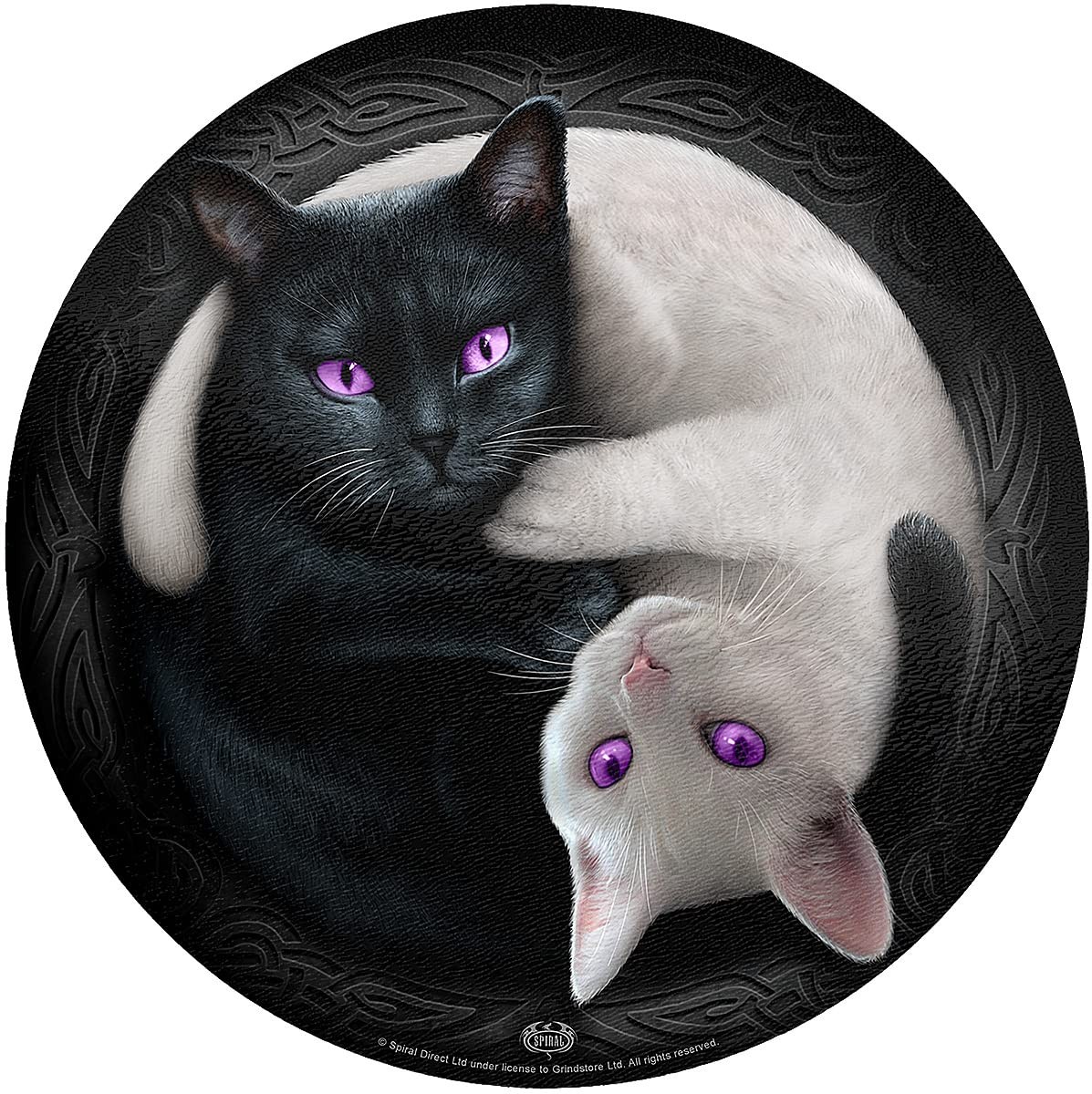 Spiral - Yin Yang Cats - Glass Chopping Board (Circular) - L