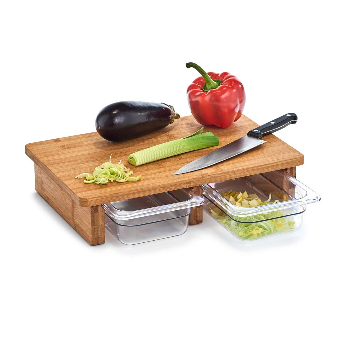 Zeller 25178 Chopping Board with 2 Crumb Trays Bamboo / Plastic Approx. 40.5 x 2