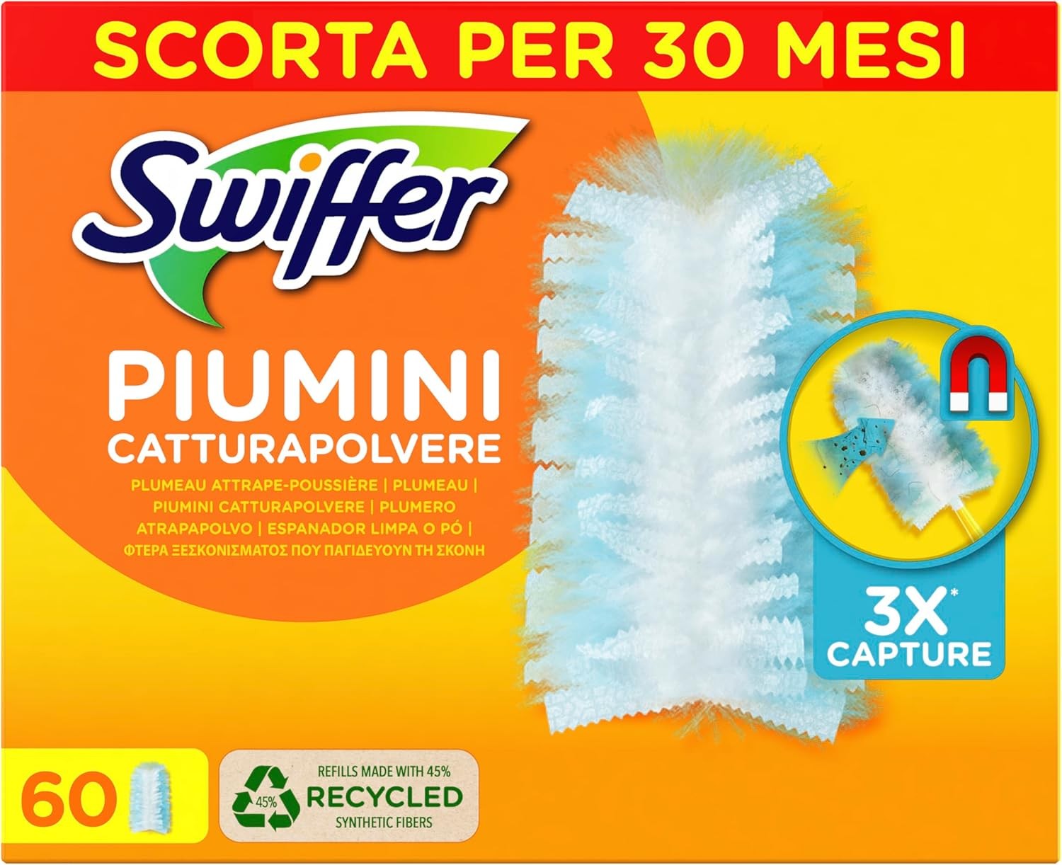 Swiffer Duster Piumini Catturapolvere, 60 Piumini, Cattura e Intrappola...