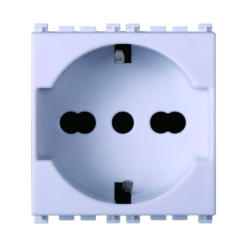ETTROIT Presa Schuko 2P+T 16A Colore Bianco Compatibile Con Vimar Arke