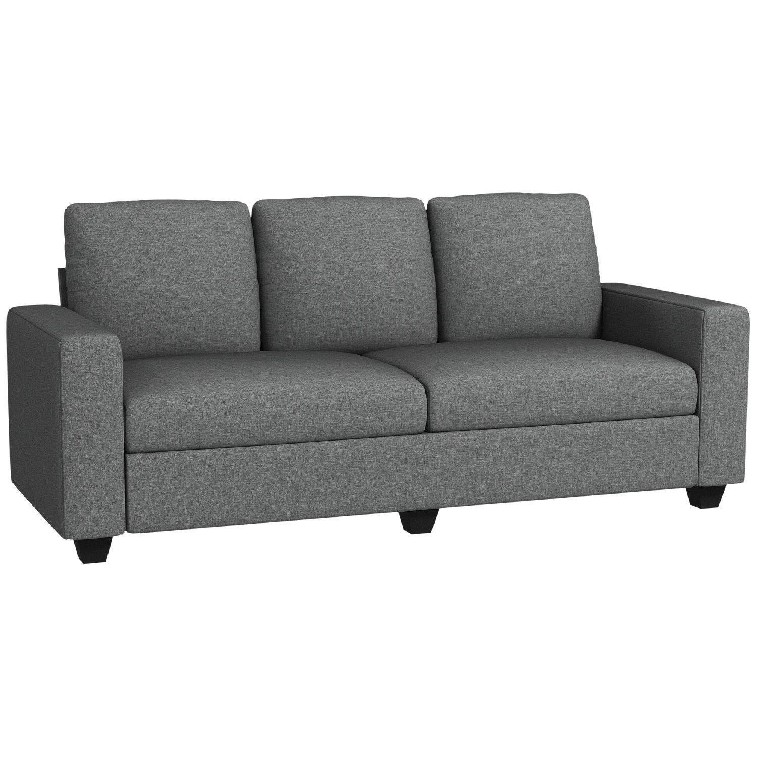 DecHome Divano 3 Posti in Tessuto Cuscini Imbottiti 237x94x102 cm Grigio GYA541F