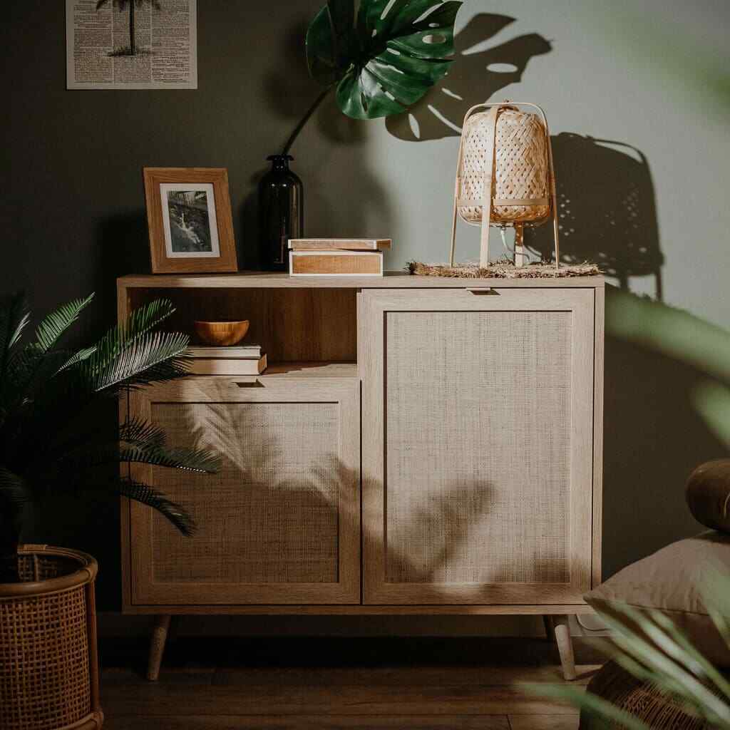Credenza Bali 01A Rovere Sonoma e Stampa Canna Finori