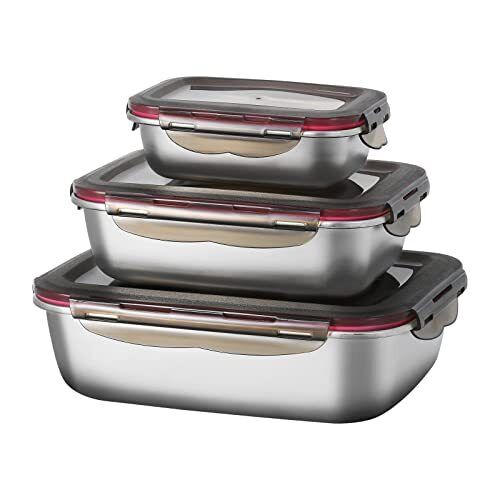 Set di 3 Contenitori per Alimenti con Coperchio Contenitori Alimentari (Q9x)