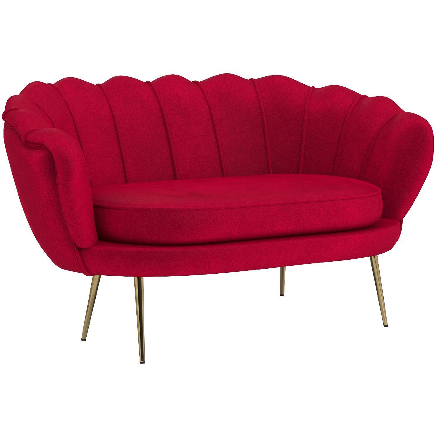 Divanetto 2 Posti in Tessuto Effetto Velluto e Metallo Rosso 180WRS436 DecHome